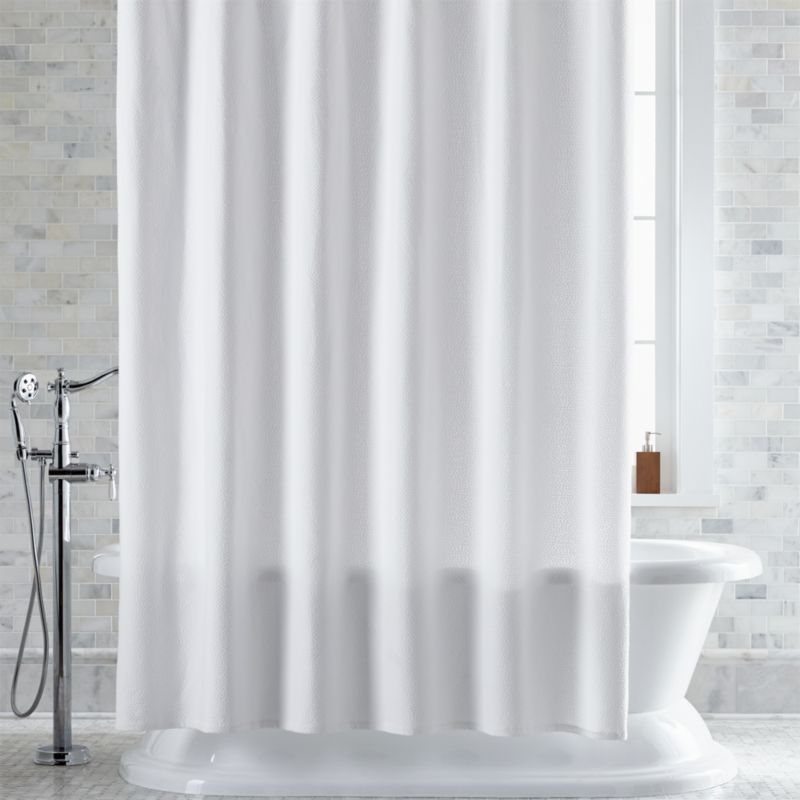 Organic Cotton Pebble Matelasse White Shower Curtain