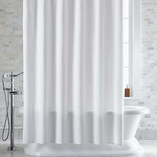 Organic Cotton Pebble Matelasse White Shower Curtain