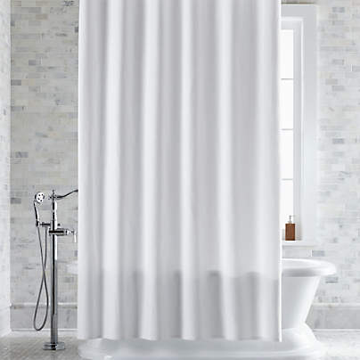 Extra-Long Organic Cotton Pebble Matelassé White Shower Curtain