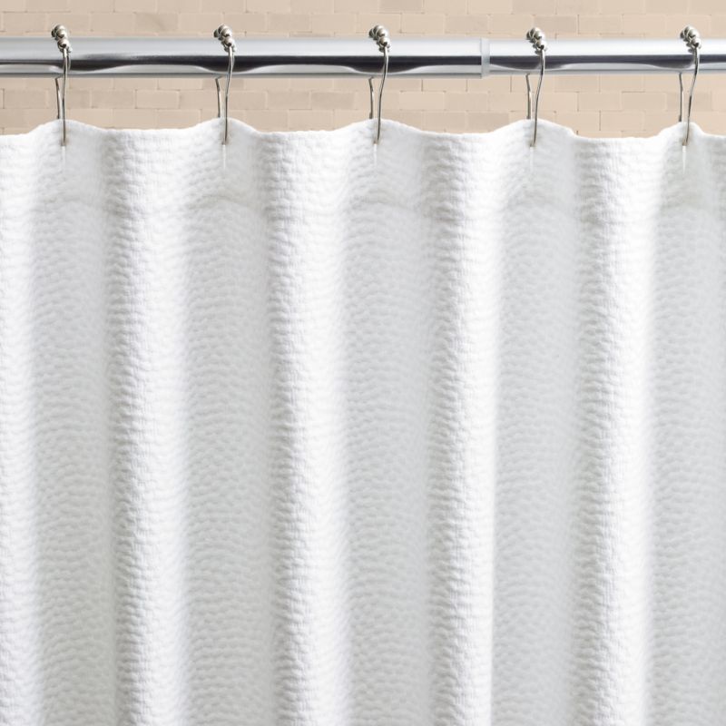 Extra-Long Organic Cotton Pebble Matelassé White Shower Curtain + Reviews