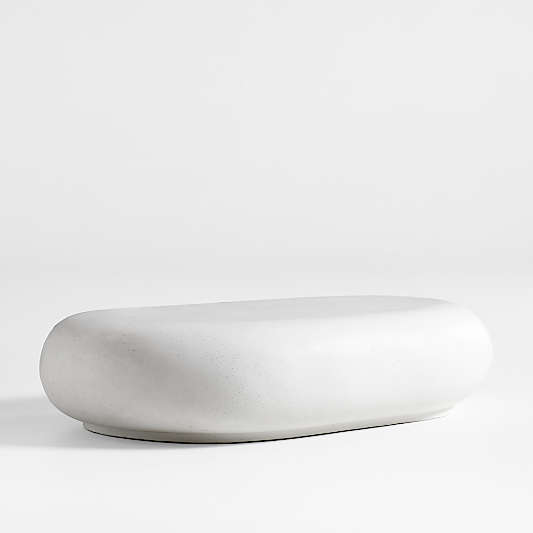 Pebble White Concrete 59" Oval Indoor/Outdoor Coffee Table by Leanne Ford