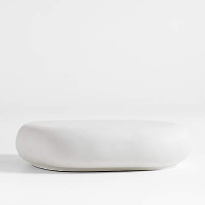 Pebble White Concrete 59" Oval Indoor/Outdoor Coffee Table by Leanne Ford