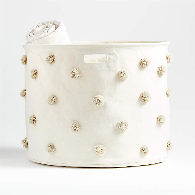 Pehr Gray Pom Pom Pint Toy Bin + Reviews Crate & Kids