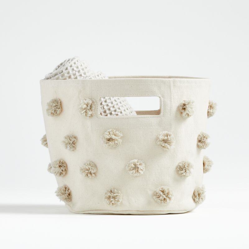 Viewing product image Pehr Gray Pom Pom Pint Bin - image 1 of 10