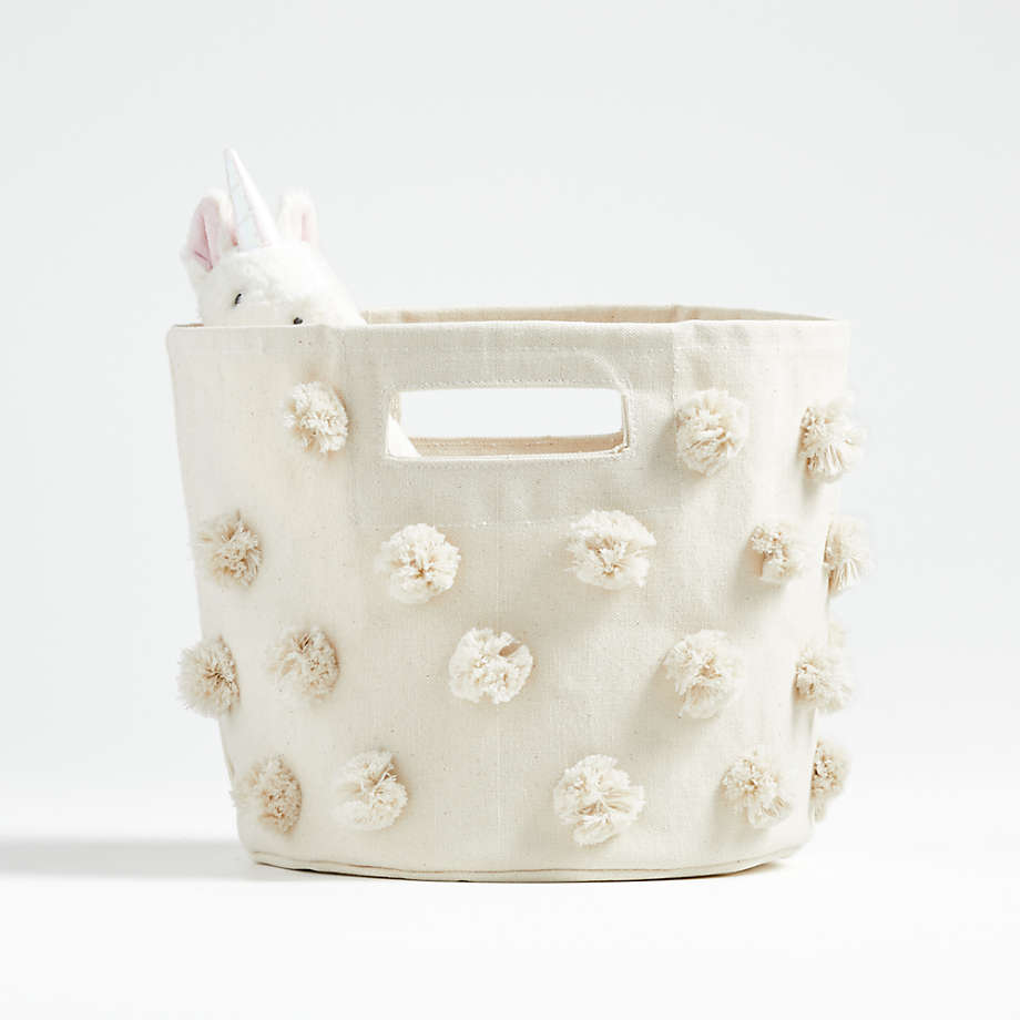 Pehr Natural Pom Pom Pint Toy Bin + Reviews Crate & Kids