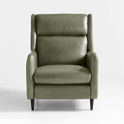 crate and barrel green leather chair