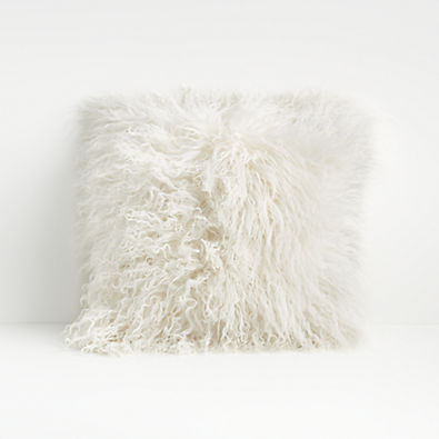 View Pelliccia 16"x16" Ivory Throw Pillow with Down-Alternative Insert details