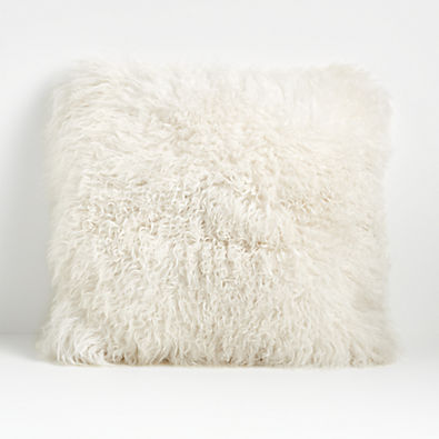 View Pelliccia 23"x23" Square Ivory Throw Pillow with Feather Insert details
