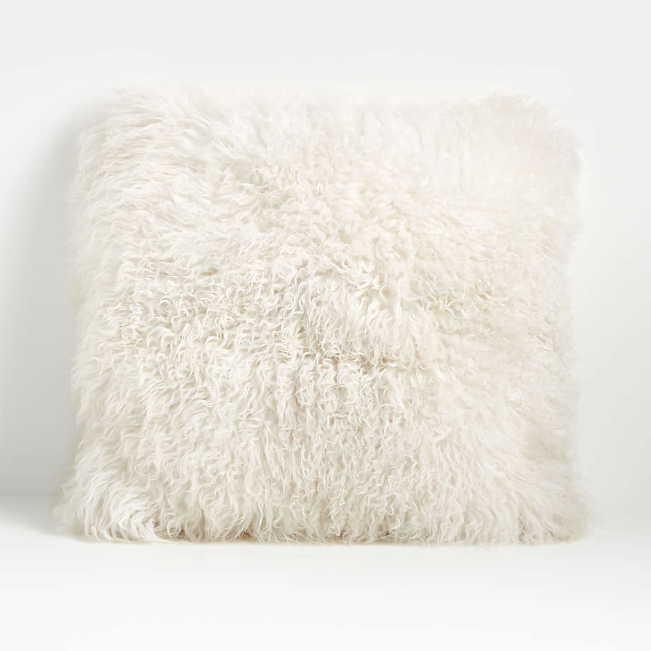 Details about   Luxury Mongolian Sheepskin Cushion Pillow Square White Curly Soft Wool DM 