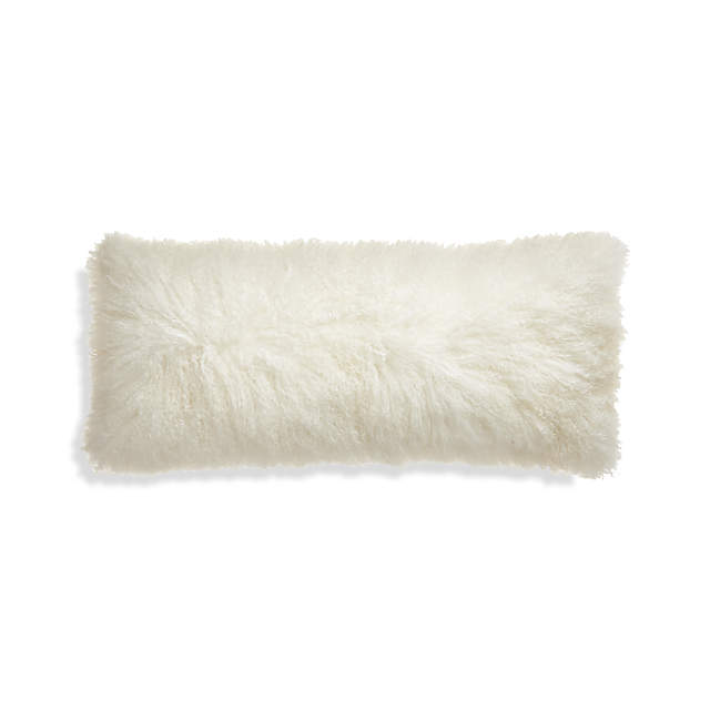 Camille Vegan Washable Faux Sherpa Fur Decorative Lumbar Bed Pillow, Decorative  Pillows