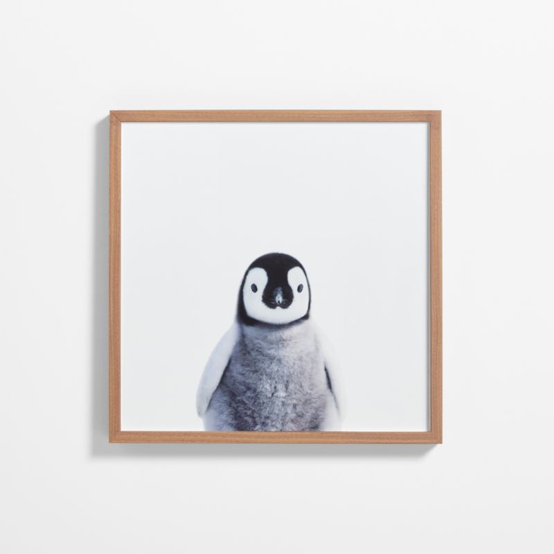 Baby Penguin Walnut Wood Framed Wall Art Print - image 0 of 7