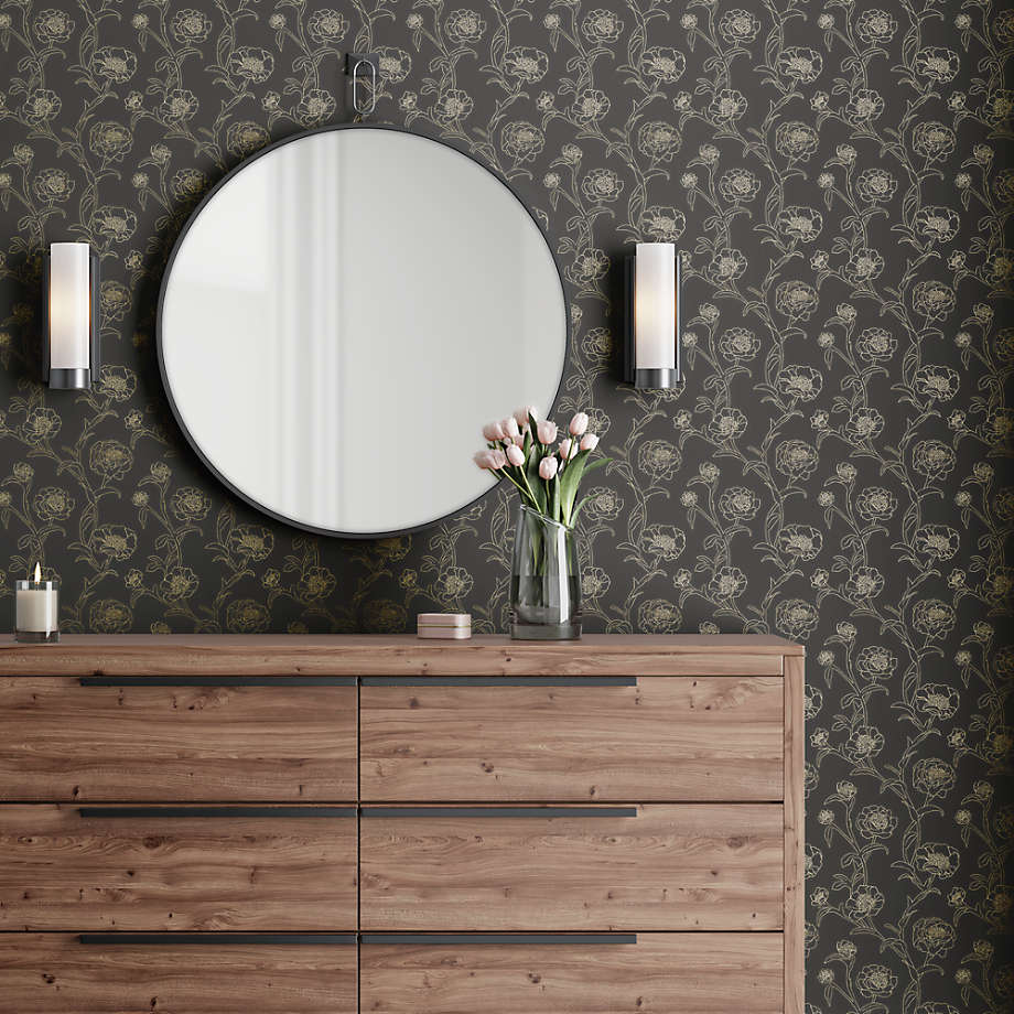 Tempaper Peonies Noir Removable Wallpaper + Reviews Crate and Barrel