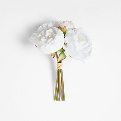 View White Faux Peony Bunch, Set of 5 details