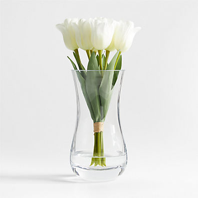 View White Tulip Faux Floral Arrangement in Pera Large Vase details