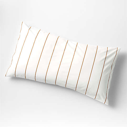 Organic Percale Cotton Striped Brulee Brown King Pillow Sham