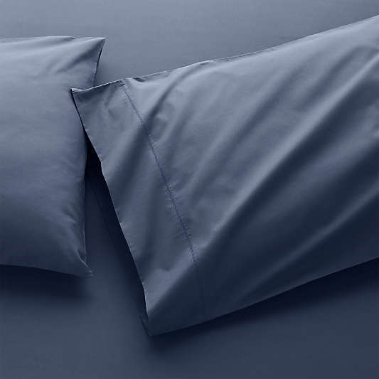 400 Thread Count Percale Indigo Pillow Cases King, Set of 2