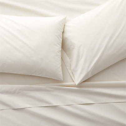 Favorite Organic Cotton Percale Ivory California King Bed Sheet Set