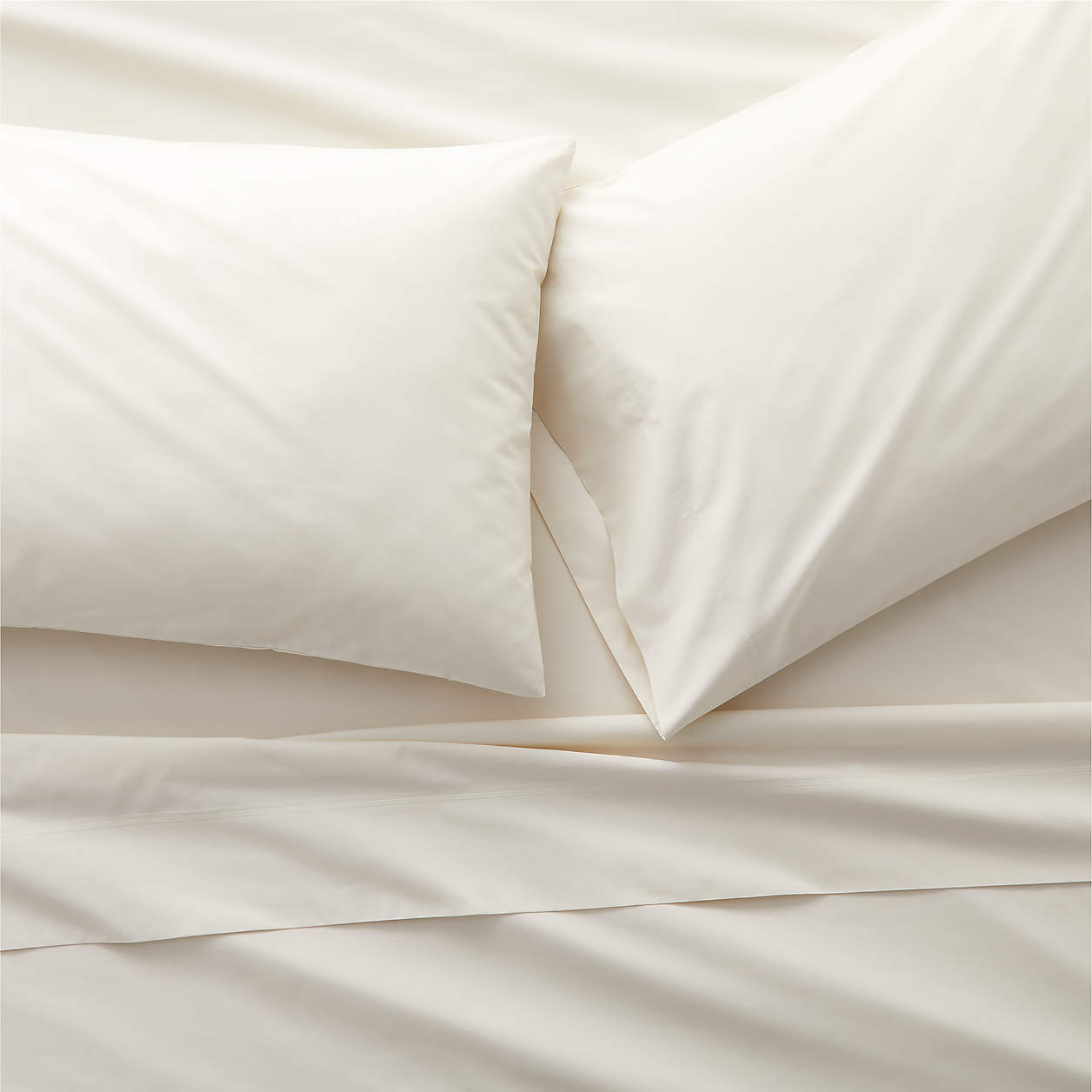Organic 400 Thread Count Percale Ivory Pillow Sheet Sets Crate & Barrel