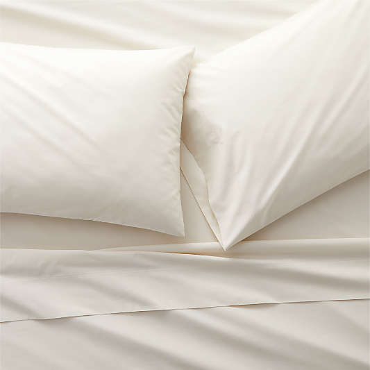 Favorite Organic Cotton Percale Ivory Full Bed Sheet Set