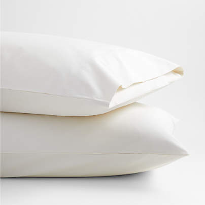 Favorite Organic Cotton Percale Ivory Standard Pillowcases, Set of 2