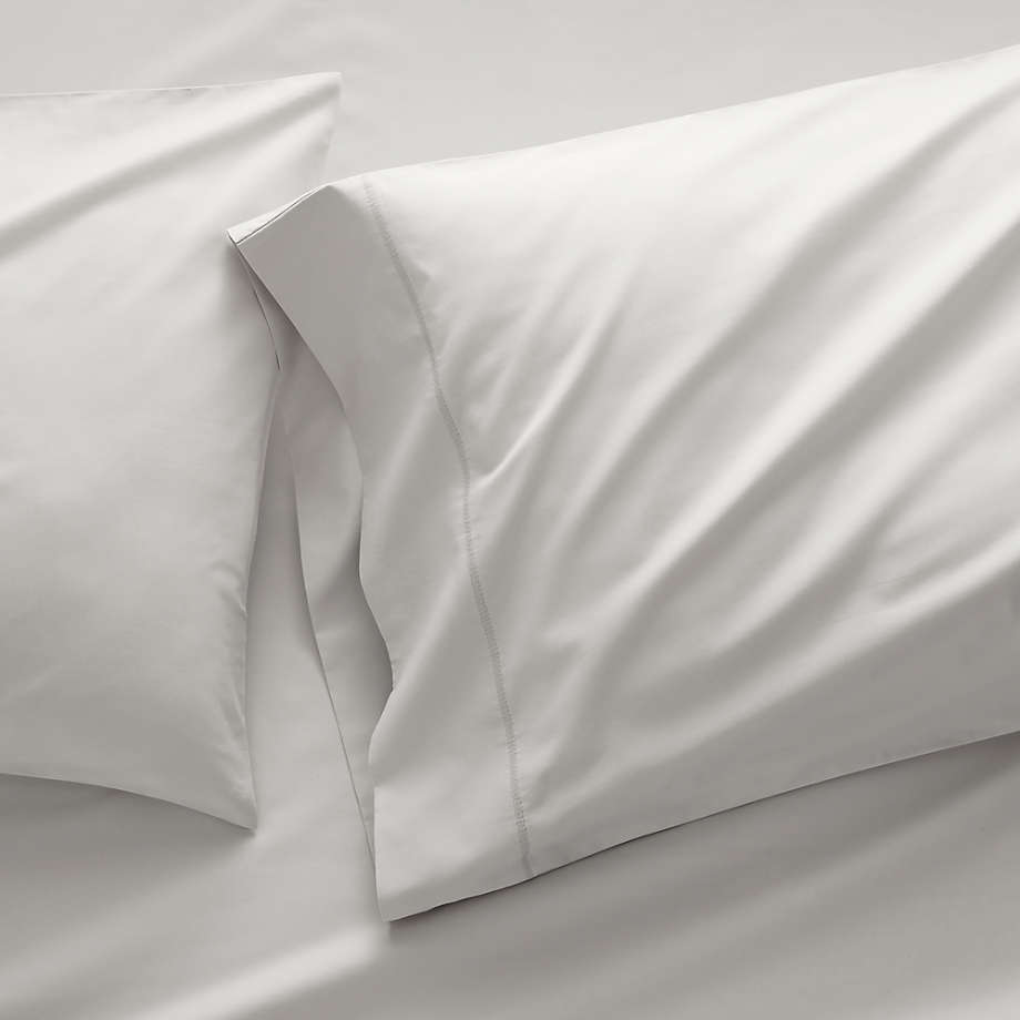 Favorite Organic Cotton Percale Dove Grey King Pillowcases, Set of 2 + Reviews Crate & Barrel