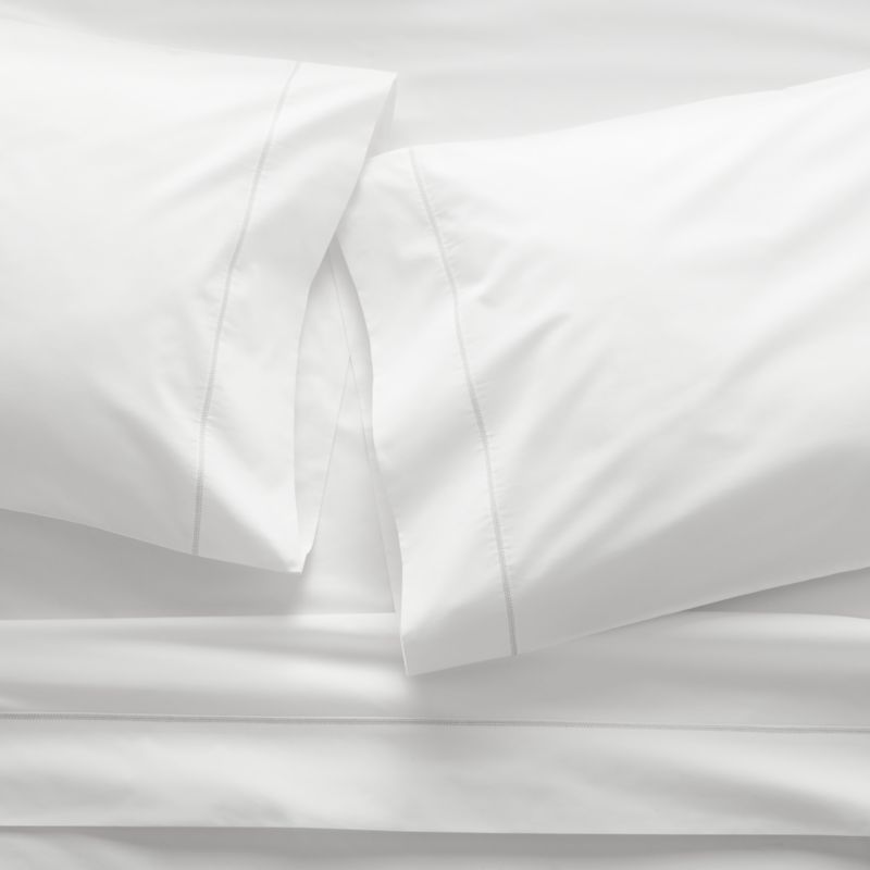 400 Thread Count Percale White Twin/Twin XL Sheet Set + Reviews Crate and Barrel