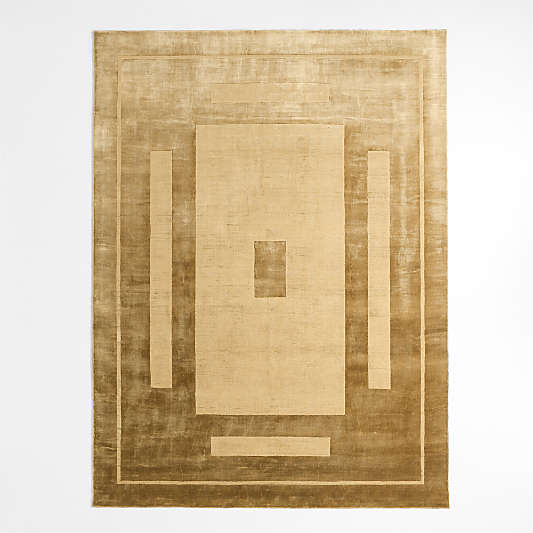 Perpetuum Viscose Handwoven Ocher Yellow Area Rug 10'x14' by Athena Calderone