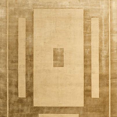 Perpetuum Viscose Handwoven Ocher Yellow Area Rug 12'x15' by Athena Calderone