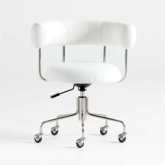 Perri White Shearling Office Chair