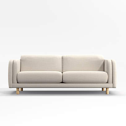 Pershing Curved Arm 79 Sofa Crate Barrel Pershing Curved Arm 79 Sofa Crate, Deco Shale Leather Sofa