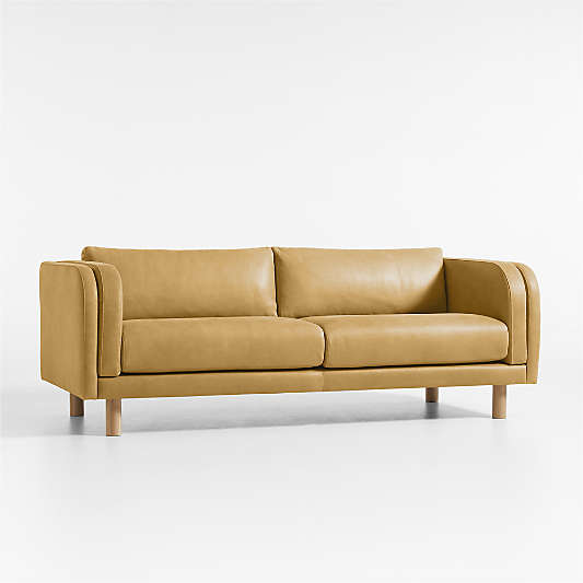 Pershing Leather Curved-Arm 79" Sofa