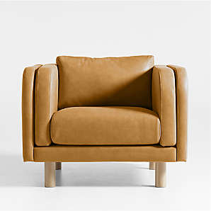 crate and barrel leather arm chair