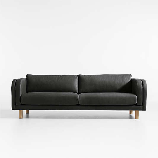 Pershing Leather Curved Arm 90" Sofa