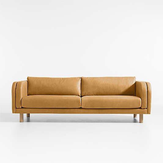 Pershing Leather Curved Arm 90" Sofa