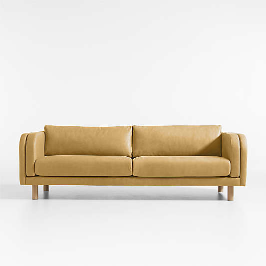 Pershing Leather Curved Arm 90" Sofa