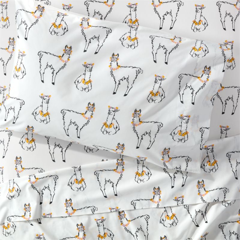 Peruvian Travel Organic Cotton Llama Kids Twin Sheet Set