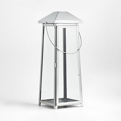 View Petaluma Large Silver Candle Lantern 28" details