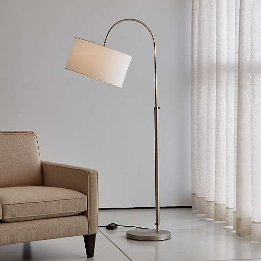 Petite Brushed Nickel Adjustable Arc Floor Lamp