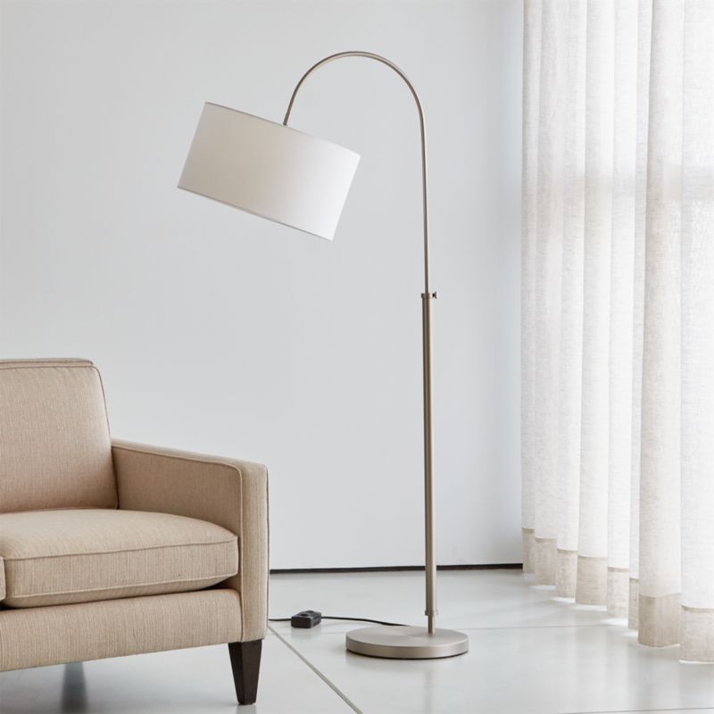 Petite Brushed Nickel Adjustable Arc Floor Lamp