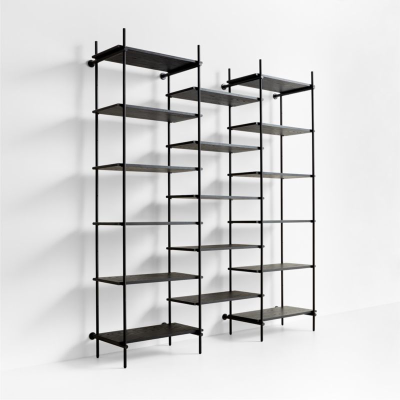 Petra Black Oak Wood and Metal Wall-Mounted 82" Bookcase Unit - image 5 of 10