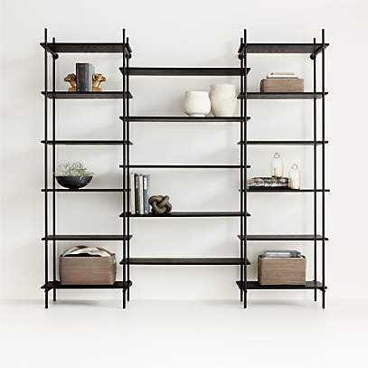 https://cb.scene7.com/is/image/Crate/Petra27inS2NrwBkcWdShlvSOSSF23/$web_pdp_main_carousel_low$/230515164025/petra-27-black-oak-wood-and-metal-narrow-bookcases-with-wide-shelves.jpg