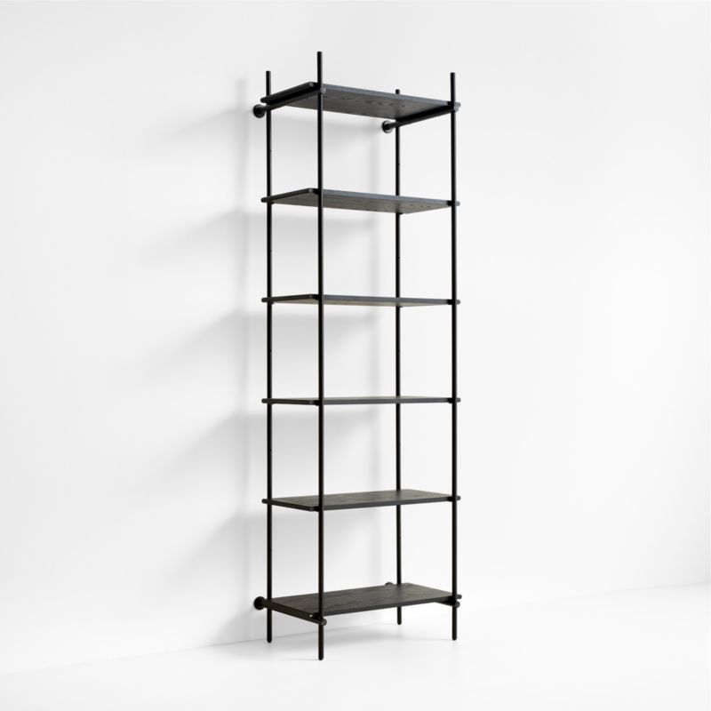 Petra Black Oak Wood and Metal Narrow Wall-Mounted Bookcase - image 5 of 8