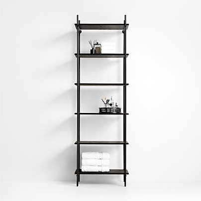 https://cb.scene7.com/is/image/Crate/Petra27p4inNrrwBookcaseSOSSF23/$web_pdp_carousel_med$/230515164026/petra-27-black-oak-wood-and-metal-narrow-bookcase.jpg