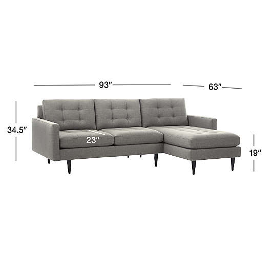 Petrie 2-Piece Right-Arm Chaise Midcentury Sectional Sofa