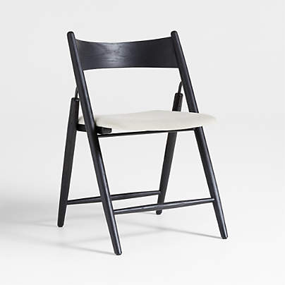 Petrie Black Ash Wood Folding Dining Side Chair, Set of 2