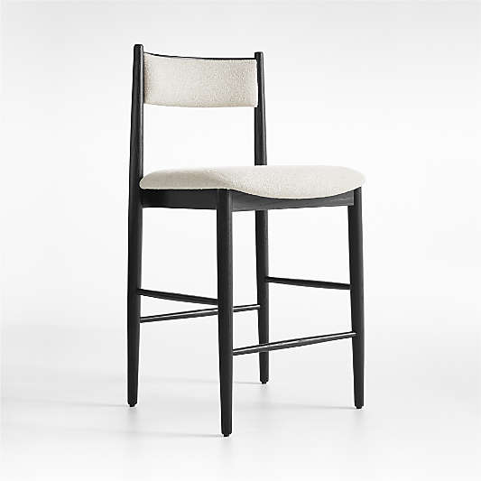 Petrie Black Ash Upholstered Counter Stool with Performance Fabric