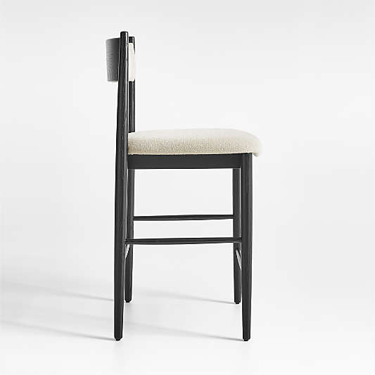 Petrie Black Ash Upholstered Counter Stool with Performance Fabric