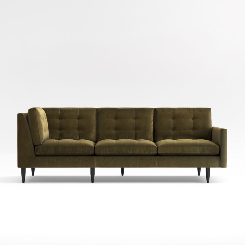 Petrie Velvet MidCentury RightArm Corner Sofa Crate & Barrel