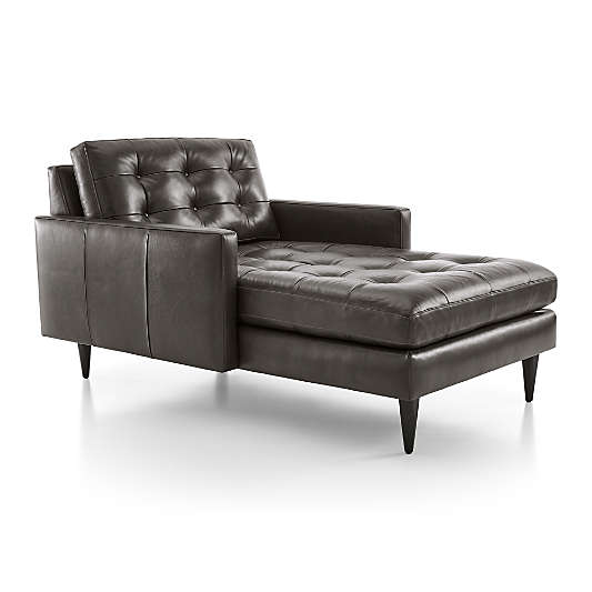 Petrie 42" Leather Midcentury Chaise Lounge