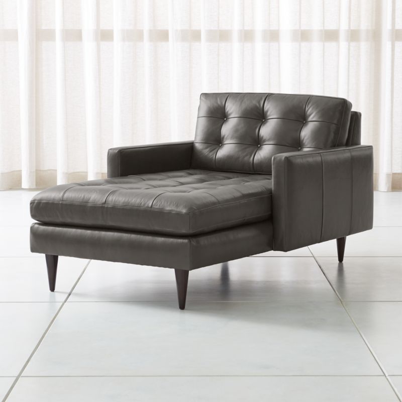 Petrie Leather Midcentury Chaise Lounge - image 0 of 5